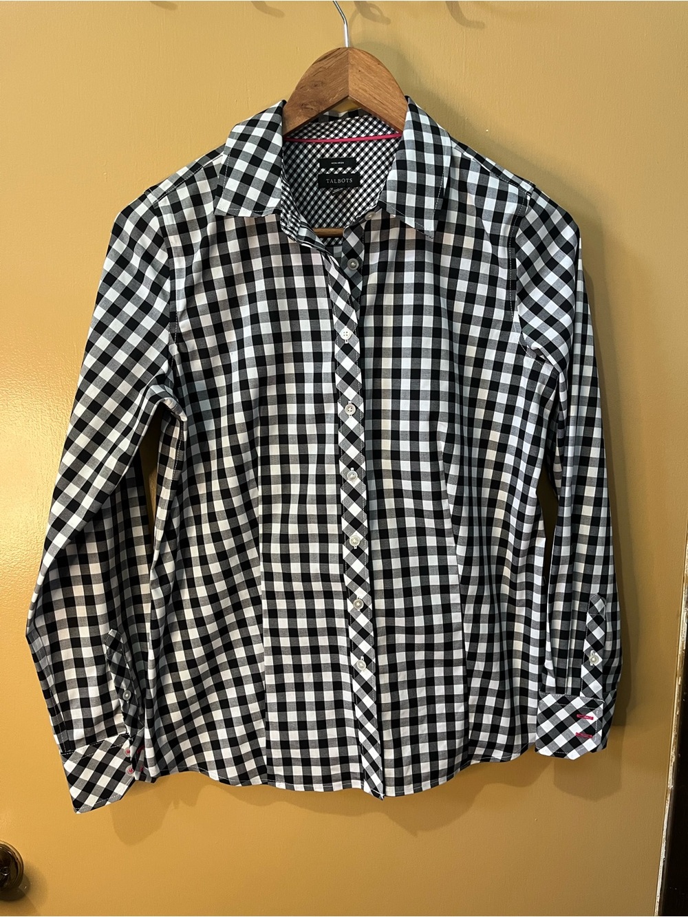 Talbots | 2 | Women's Black and White Gingham Button-Down Shirt | PTP 18”